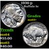 Image 1 : 1936-p Buffalo Nickel 5c Grades Select+ Unc