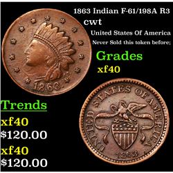 1863 Indian F-61/198A R3 Civil War Token 1c Grades xf