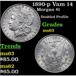 1890-p Vam 14 Morgan Dollar $1 Grades Select Unc