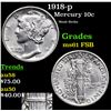 Image 1 : 1918-p Mercury Dime 10c Grades Unc+ FSB