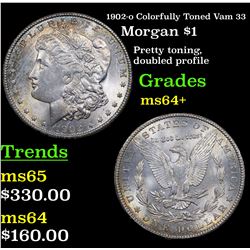 1902-o Colorfully Toned Vam 33 Morgan Dollar $1 Grades Choice+ Unc