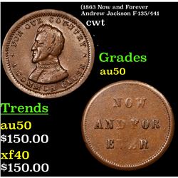 (1863 Now and Forever Andrew Jackson F-135/441 Civil War Token 1c Grades AU, Almost Unc