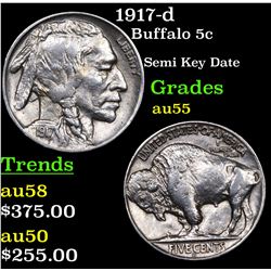 1917-d Buffalo Nickel 5c Grades Choice AU