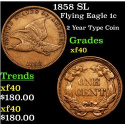 1858 SL Flying Eagle Cent 1c Grades xf