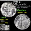 Image 1 : 1936-p Mercury Dime 10c Grades Choice Unc+ FSB