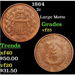 1864 Two Cent Piece 2c Grades vf+