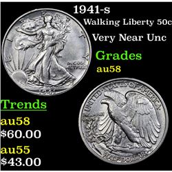1941-s Walking Liberty Half Dollar 50c Grades Choice AU/BU Slider