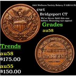 1863 Wallaces Variety Bakery F-35B/1A R3 Civil War Token 1c Grades Choice AU/BU Slider