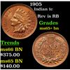 Image 1 : 1905 Indian Cent 1c Grades GEM+ Unc BN