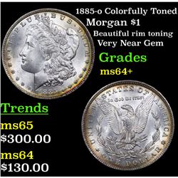 1885-o Colorfully Toned Morgan Dollar $1 Grades Choice+ Unc