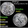 Image 1 : 1943-p Walking Liberty Half Dollar 50c Grades GEM+ Unc