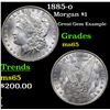 Image 1 : 1885-o Morgan Dollar $1 Grades GEM Unc