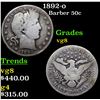 Image 1 : 1892-o Barber Half Dollars 50c Grades vg, very good