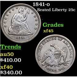 1841-o Seated Liberty Quarter 25c Grades xf+