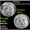Image 1 : 1943-p Walking Liberty Half Dollar 50c Grades Choice Unc