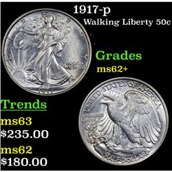1917-p Walking Liberty Half Dollar 50c Grades Select Unc