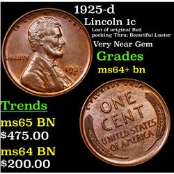 1925-d Lincoln Cent 1c Grades Choice+ Unc BN
