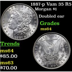 1887-p Vam 35 R5 Morgan Dollar $1 Grades Choice Unc