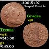 Image 1 : 1800 S-197 Draped Bust Large Cent 1c Grades vg, very good