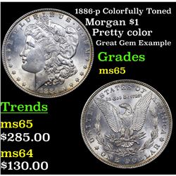 1886-p Colorfully Toned Morgan Dollar $1 Grades GEM Unc