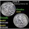 Image 1 : 1936-d Walking Liberty Half Dollar 50c Grades Select Unc