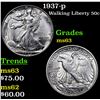Image 1 : 1937-p Walking Liberty Half Dollar 50c Grades Select Unc