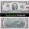 Image 1 : 1976 $2 Federal Reserve Note 1st Day of Issue, with Stamp Grades Gem+ CU