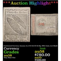 ***Auction Highlight*** Continental Currency January 14, 1779 $35 CC-94 Sig. WM. Coats, Levi Budd Gr