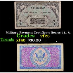 Military Payment Certificate Series 481 $1  Grades vf+