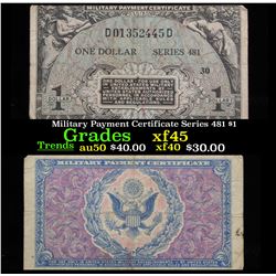 Military Payment Certificate Series 481 $1  Grades xf+