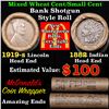 Image 1 : Mixed small cents 1c orig shotgun roll, 1919-s Wheat Cent, 1882 Indian Cent other end, McDonalds Wra