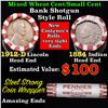 Image 1 : Mixed small cents 1c orig shotgun roll, 1912-dWheat Cent, 1884 Indian Cent other end, Seal Strong Gr