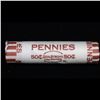 Image 4 : Mixed small cents 1c orig shotgun roll, 1919-s Wheat Cent, 1857 Flying eagle Cent other end, Seal st