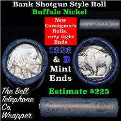 Buffalo Nickel Shotgun Roll in Old Bank Style 'Bell Telephone'  Wrapper 1926 & d Mint Ends Grades