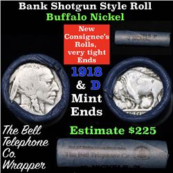 Buffalo Nickel Shotgun Roll in Old Bank Style 'Bell Telephone'  Wrapper 1918 & d Mint Ends Grades