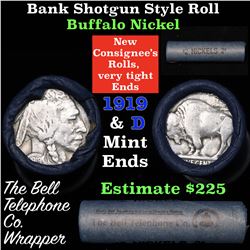 Buffalo Nickel Shotgun Roll in Old Bank Style 'Bell Telephone'  Wrapper 1919 & d Mint Ends Grades