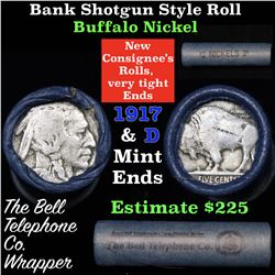 Buffalo Nickel Shotgun Roll in Old Bank Style 'Bell Telephone'  Wrapper 1917 & d Mint Ends Grades