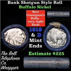 Buffalo Nickel Shotgun Roll in Old Bank Style 'Bell Telephone'  Wrapper 1919 & d Mint Ends Grades