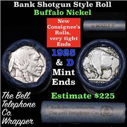 Buffalo Nickel Shotgun Roll in Old Bank Style 'Bell Telephone'  Wrapper 1925 & d Mint Ends Grades