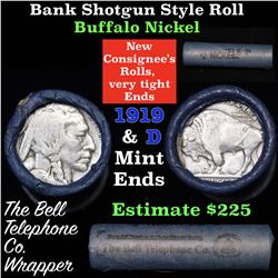 Buffalo Nickel Shotgun Roll in Old Bank Style 'Bell Telephone'  Wrapper 1919 & d Mint Ends Grades