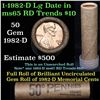 Image 1 : Uncirculated shotgun Lincoln 1c roll, 1982-d Copper Large Date 50 pcs Brinks Wrapper  Grades