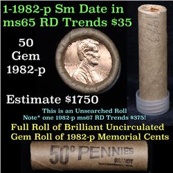 Uncirculated Shotgun Lincoln 1c roll, 1982-p Copper Small Date 50 pcs Brinks Wrapper  Grades