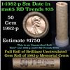 Image 1 : Uncirculated Shotgun Lincoln 1c roll, 1982-p Copper Small Date 50 pcs Brinks Wrapper  Grades