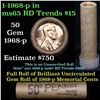 Image 1 : Uncirculated Shotgun Lincoln 1c roll, 1968-p 50 pcs Brinks Wrapper  Grades