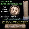 Image 1 : Uncirculated Shotgun Lincoln 1c roll, 1970-d 50 pcs Brinks Wrapper  Grades
