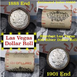 ***Auction Highlight*** Full Morgan/Peace Stardust Hotel silver $1 roll $20, 1888 & 1901 end (fc)