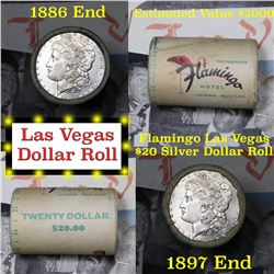 ***Auction Highlight*** Full Morgan/Peace Flamingo Hotel silver $1 roll $20, 1886 & 1897 ends (fc)