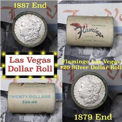***Auction Highlight*** Full Morgan/Peace Flamingo Hotel silver $1 roll $20, 1887 & 1879 ends (fc)