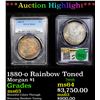 Image 1 : ***Auction Highlight*** PCGS 1880-o Rainbow Toned Morgan Dollar $1 Graded ms63 By PCGS (fc)