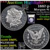 Image 1 : ***Auction Highlight*** 1887-p Morgan Dollar $1 Graded GEM+ DMPL By USCG (fc)